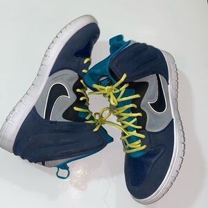 Nike Air Flight High Can’t Jump Blue Sneakers with Yellow Laces Men Size 12 USA